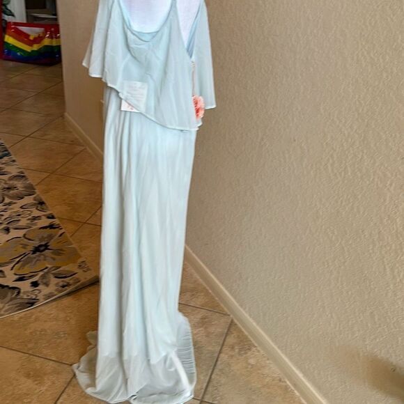 Show Me Your Mumu Womens Medium Caitlin Maxi Dress Ruffle Bridesmaid Blue NWT - Picture 3 of 8